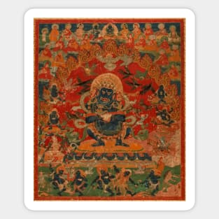 Tibetan Buddhist Mahakala Deity Thangka Reproduction Sticker